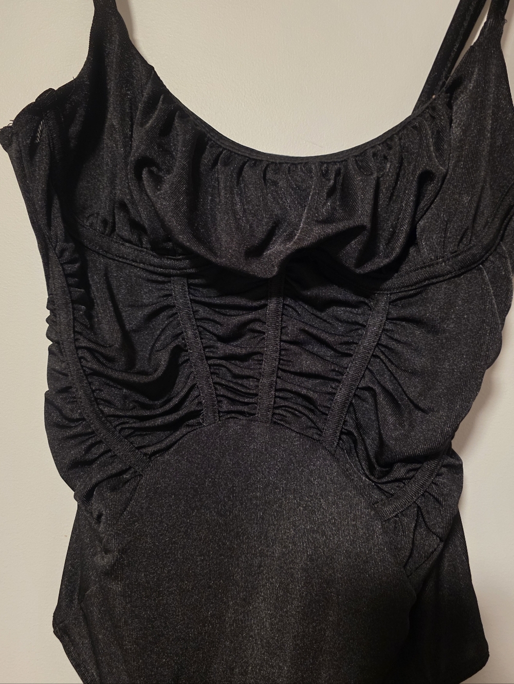 Black Ruched Corset Bodysuit